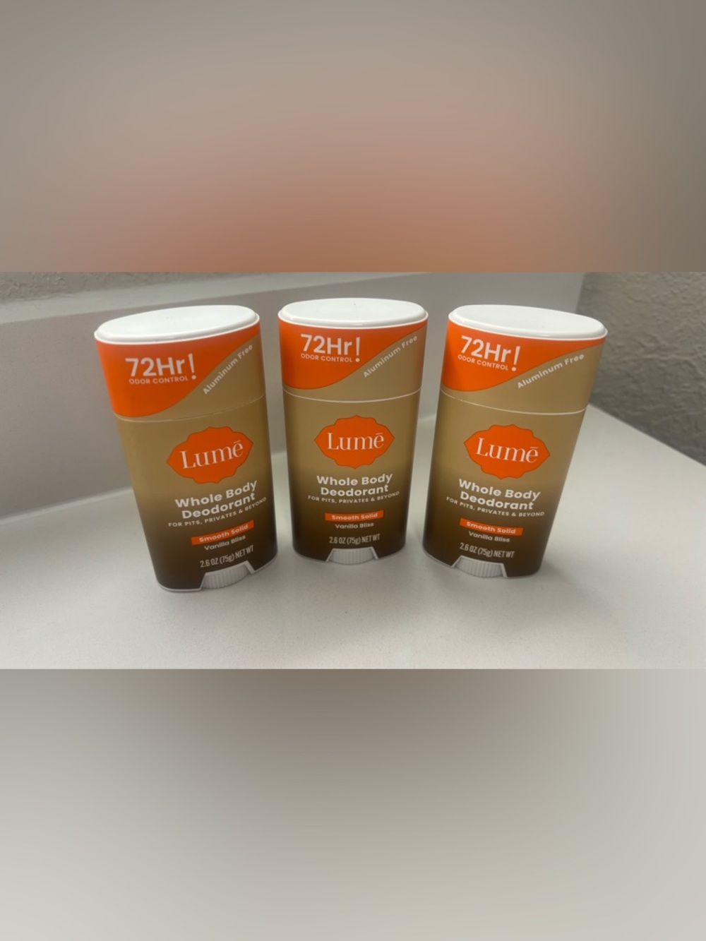 Lume Deodorant Vanilla Bliss Bundle 3 Pack Whole Body 72Hr Odor Control New